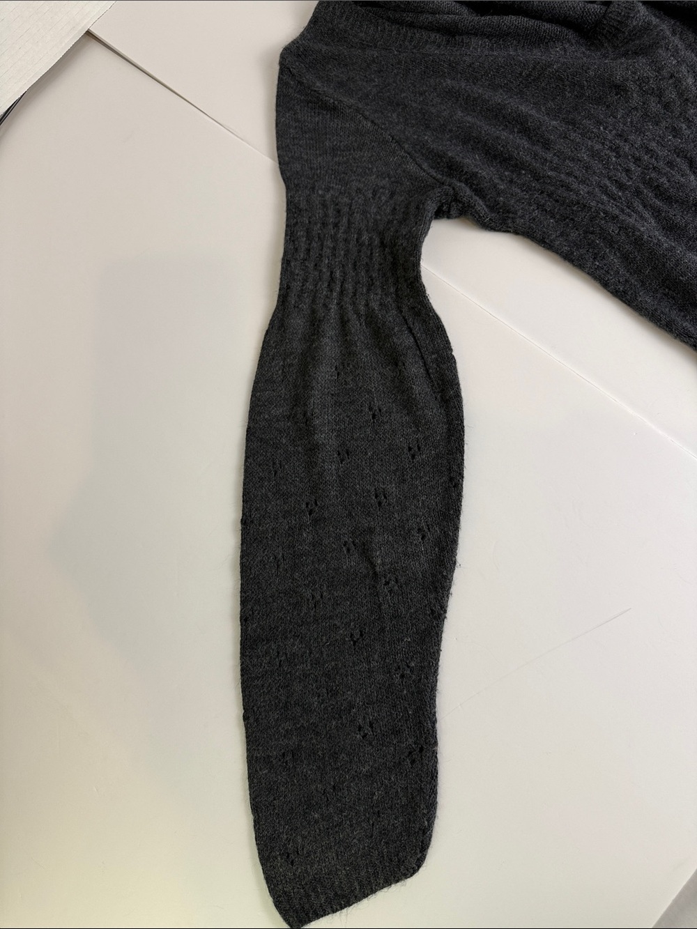 Made in Italy Wool Blend Sweater Dress Gray Empire Waist Balloon Sleeves - Picture 6 of 10